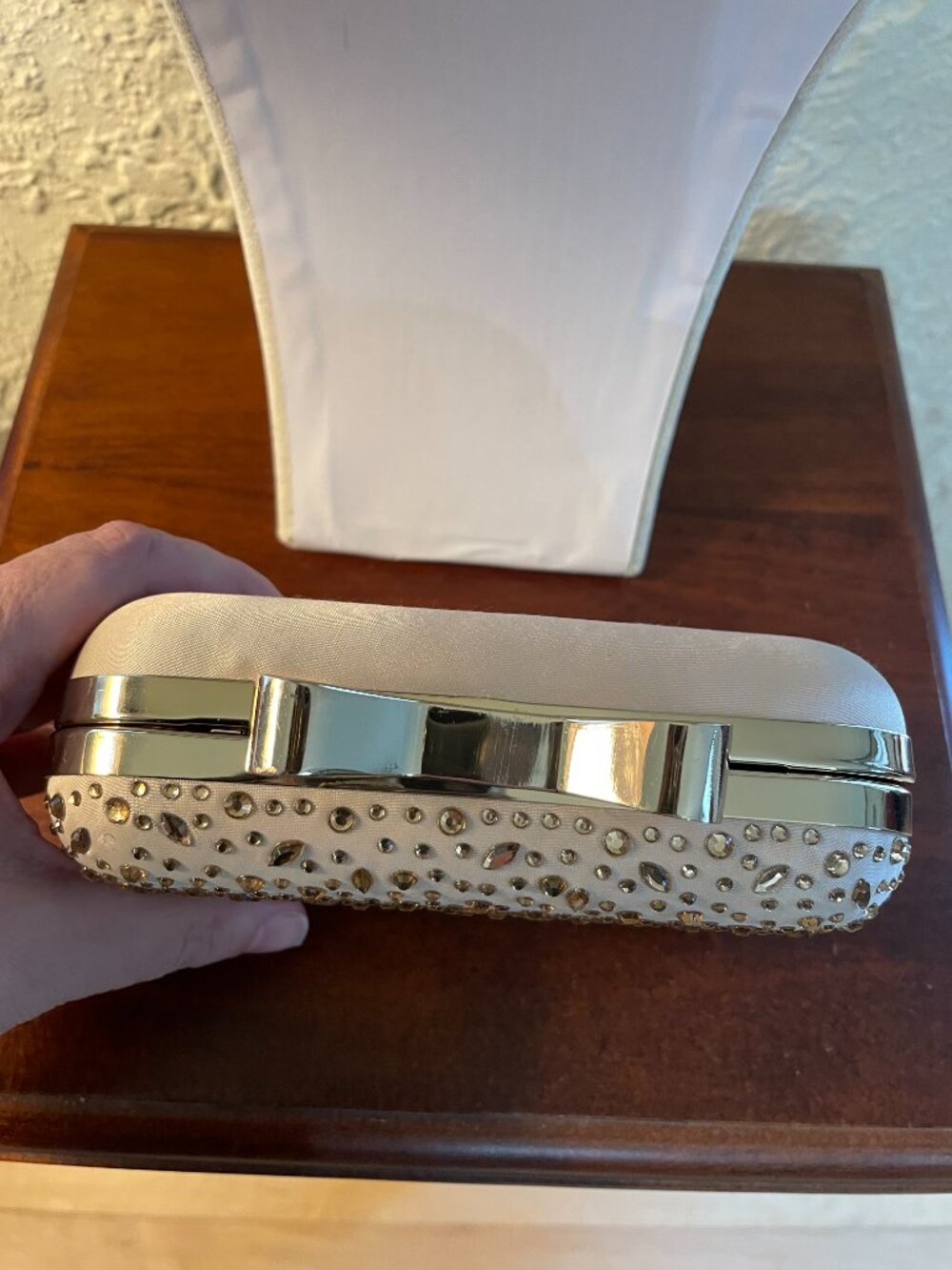 Gold Rhinestone Hard Shell Evening Clutch - Picture 2 of 8